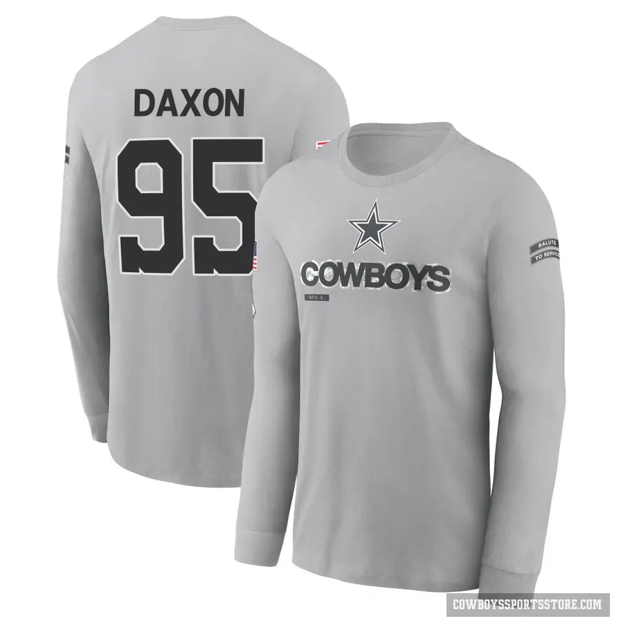 Men's ＃95 Denzel Daxon Dallas Cowboys Gray 2024 Salute to Service Long Sleeve T-Shirt