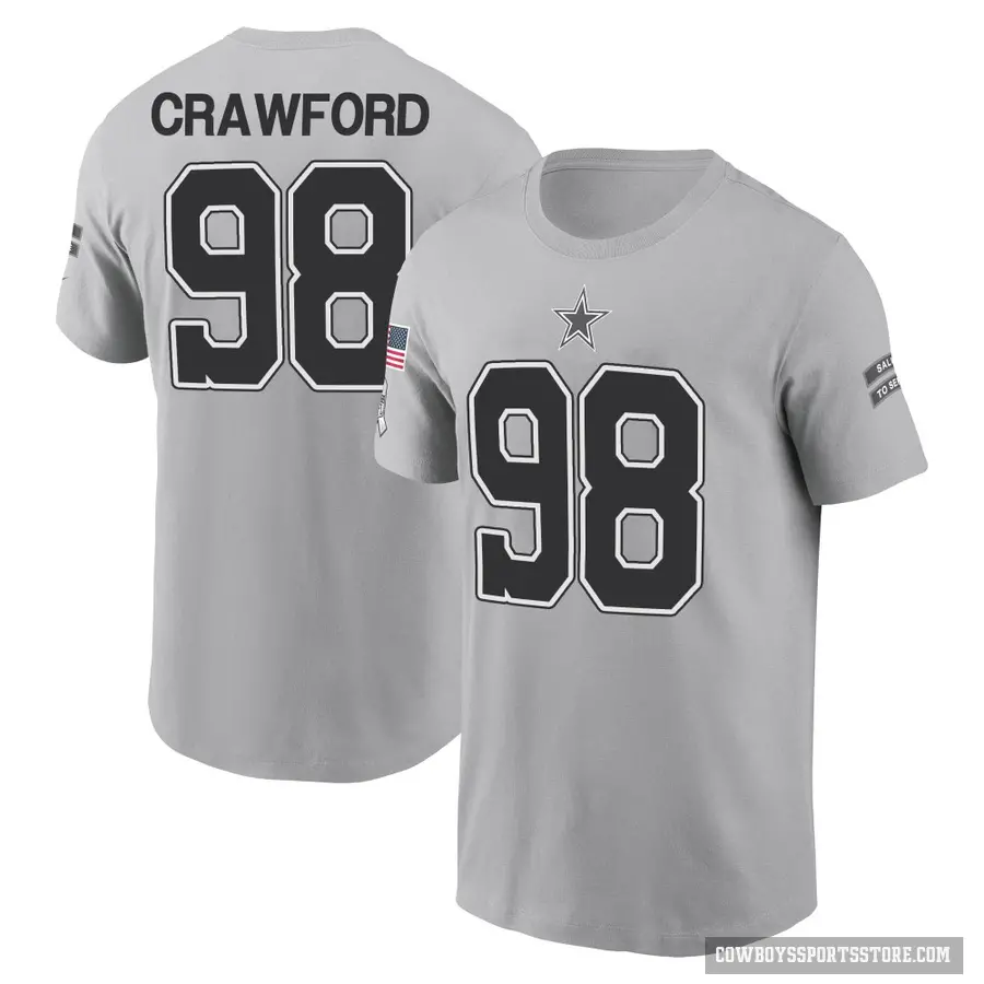 Men's ＃98 Tyrone Crawford Dallas Cowboys Gray 2024 Salute to Service T-Shirt