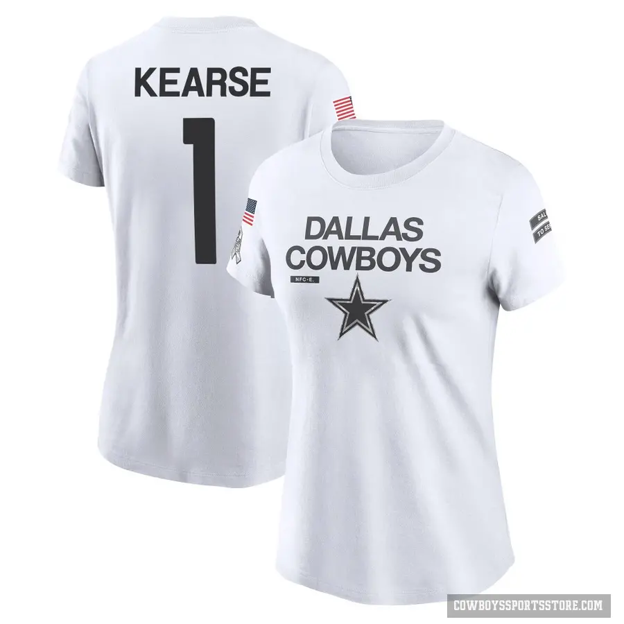 Women's ＃1 Jayron Kearse Dallas Cowboys White 2024 Salute to Service Performance T-Shirt