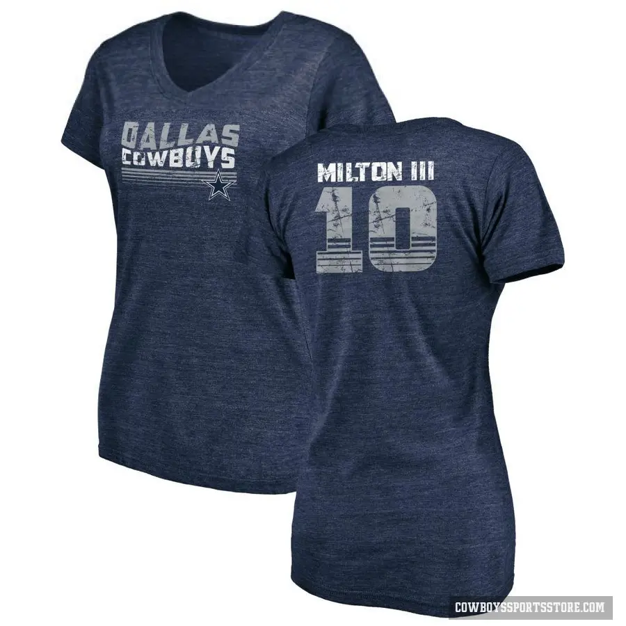 Women's ＃10 Joe Milton III Dallas Cowboys Navy Retro V-Neck T-Shirt