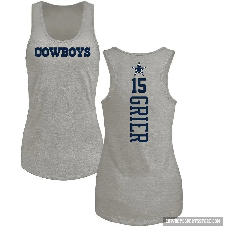 Women's ＃15 Will Grier Dallas Cowboys Ash Backer Tank Top