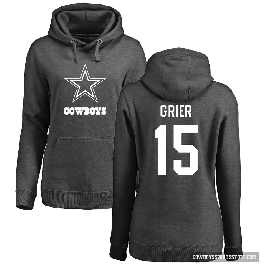 Women's ＃15 Will Grier Dallas Cowboys Pro Line by Branded Ash One Color Pullover Hoodie
