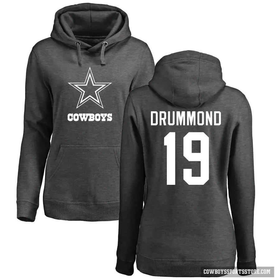 Women's ＃19 Dontario Drummond Dallas Cowboys Pro Line by Branded Ash One Color Pullover Hoodie