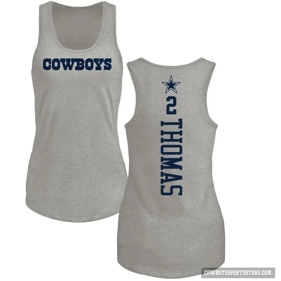 Women's ＃2 Juanyeh Thomas Dallas Cowboys Ash Backer Tank Top