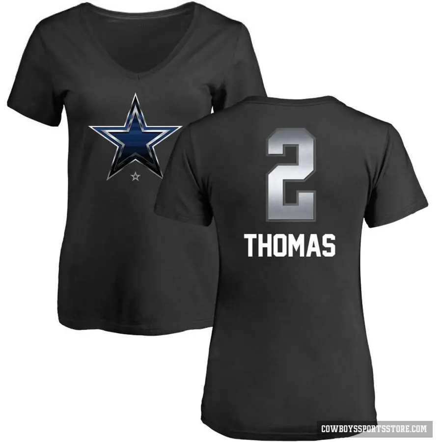 Women's ＃2 Juanyeh Thomas Dallas Cowboys Black Midnight Mascot T-Shirt