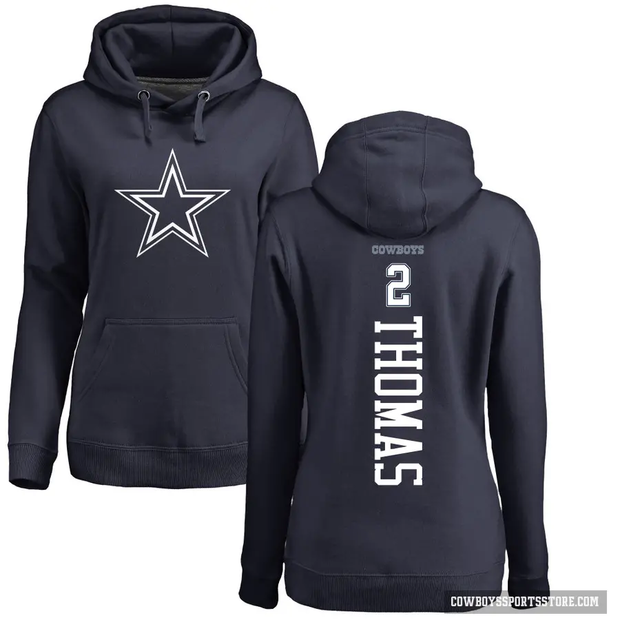 Women's ＃2 Juanyeh Thomas Dallas Cowboys Navy Pro Line by Branded Backer Pullover Hoodie