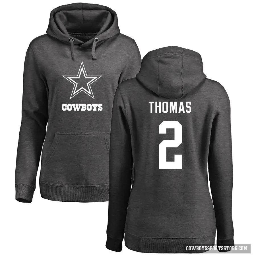 Women's ＃2 Juanyeh Thomas Dallas Cowboys Pro Line by Branded Ash One Color Pullover Hoodie