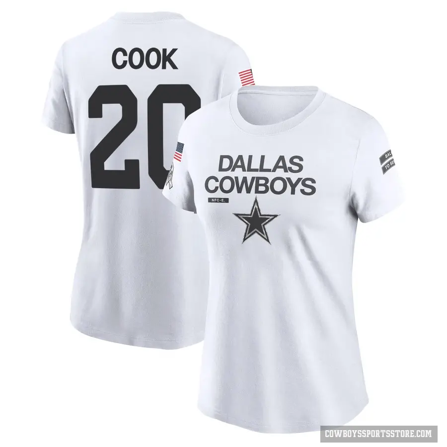 Women's ＃20 Dalvin Cook Dallas Cowboys White 2024 Salute to Service Performance T-Shirt