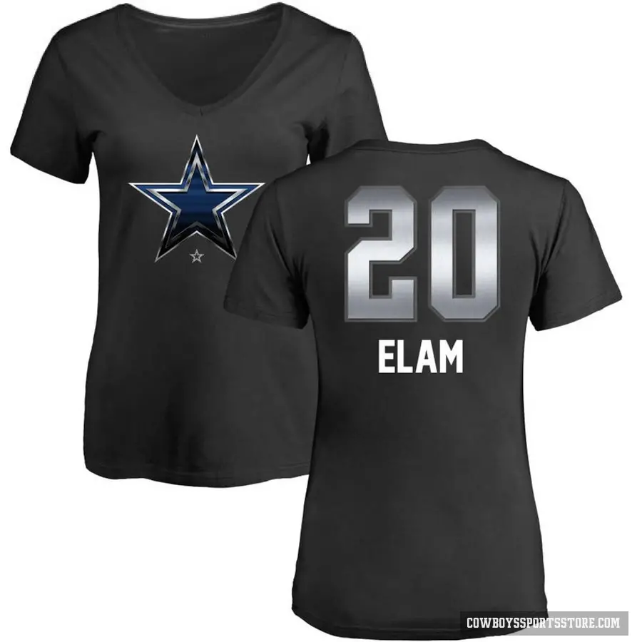 Women's ＃20 Kaiir Elam Dallas Cowboys Black Midnight Mascot T-Shirt