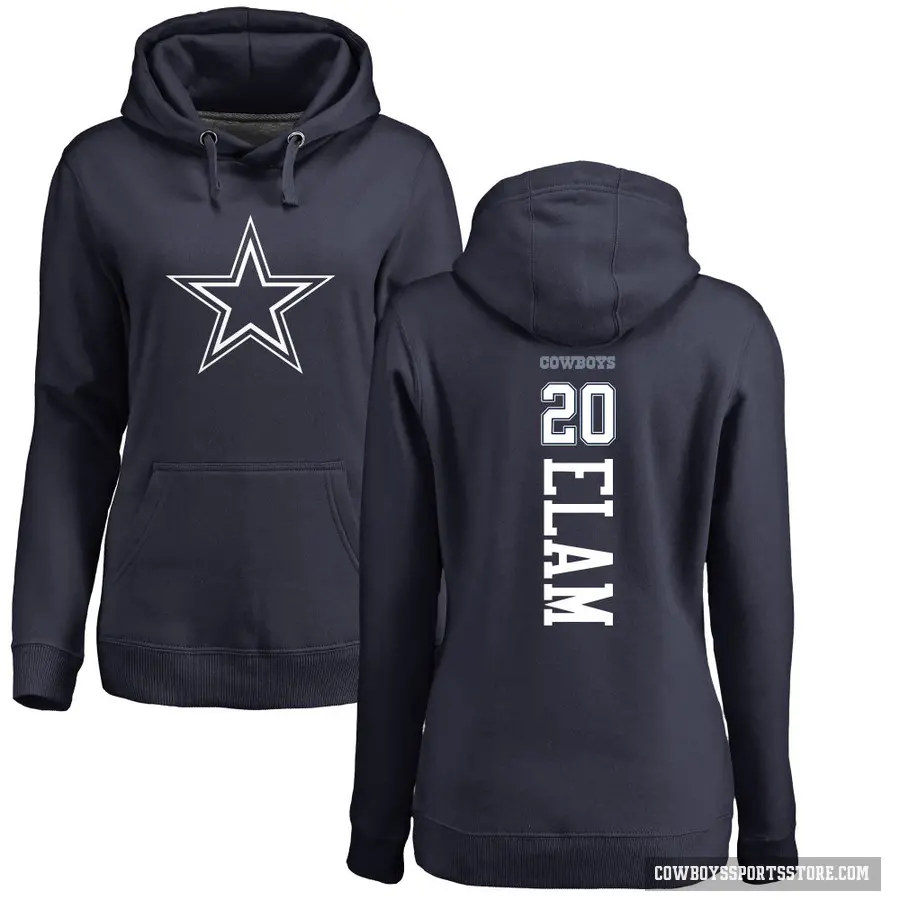 Women's ＃20 Kaiir Elam Dallas Cowboys Navy Pro Line by Branded Backer Pullover Hoodie