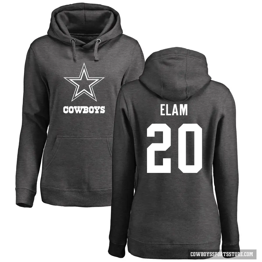 Women's ＃20 Kaiir Elam Dallas Cowboys Pro Line by Branded Ash One Color Pullover Hoodie