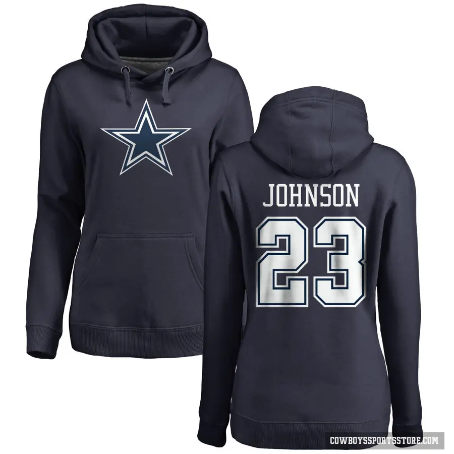 Women's ＃23 Buddy Johnson Dallas Cowboys Navy Pro Line by Branded Name & Number Pullover Hoodie