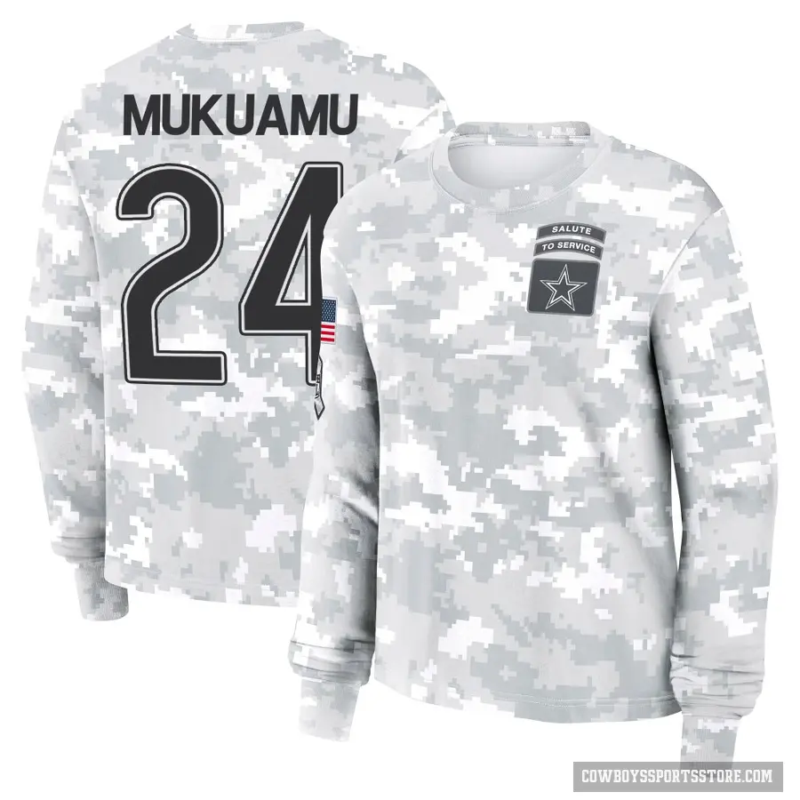 Women's ＃24 Israel Mukuamu Dallas Cowboys Camo Arctic 2024 Salute to Service Long Sleeve T-Shirt