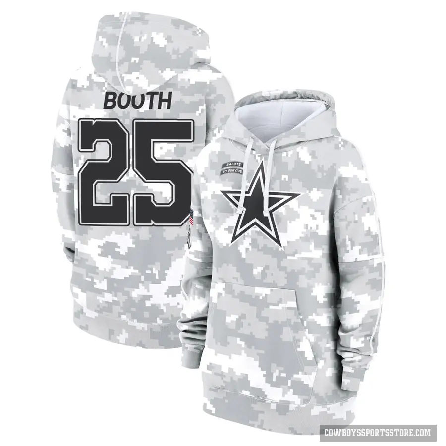 Women's ＃25 Andrew Booth Jr. Dallas Cowboys Arctic Camo 2024 Salute to Service Club Fleece Pullover Hoodie
