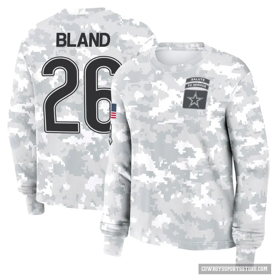 Women's ＃26 DaRon Bland Dallas Cowboys Camo Arctic 2024 Salute to Service Long Sleeve T-Shirt