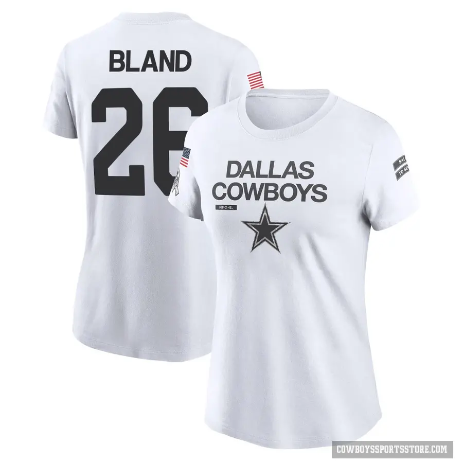 Women's ＃26 DaRon Bland Dallas Cowboys White 2024 Salute to Service Performance T-Shirt