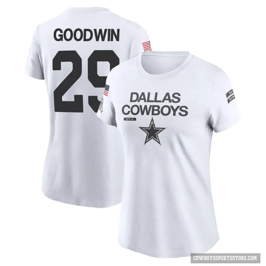 Women's ＃29 C.J. Goodwin Dallas Cowboys White 2024 Salute to Service Performance T-Shirt