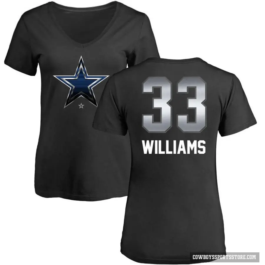 Women's ＃33 Javonte Williams Dallas Cowboys Black Midnight Mascot T-Shirt