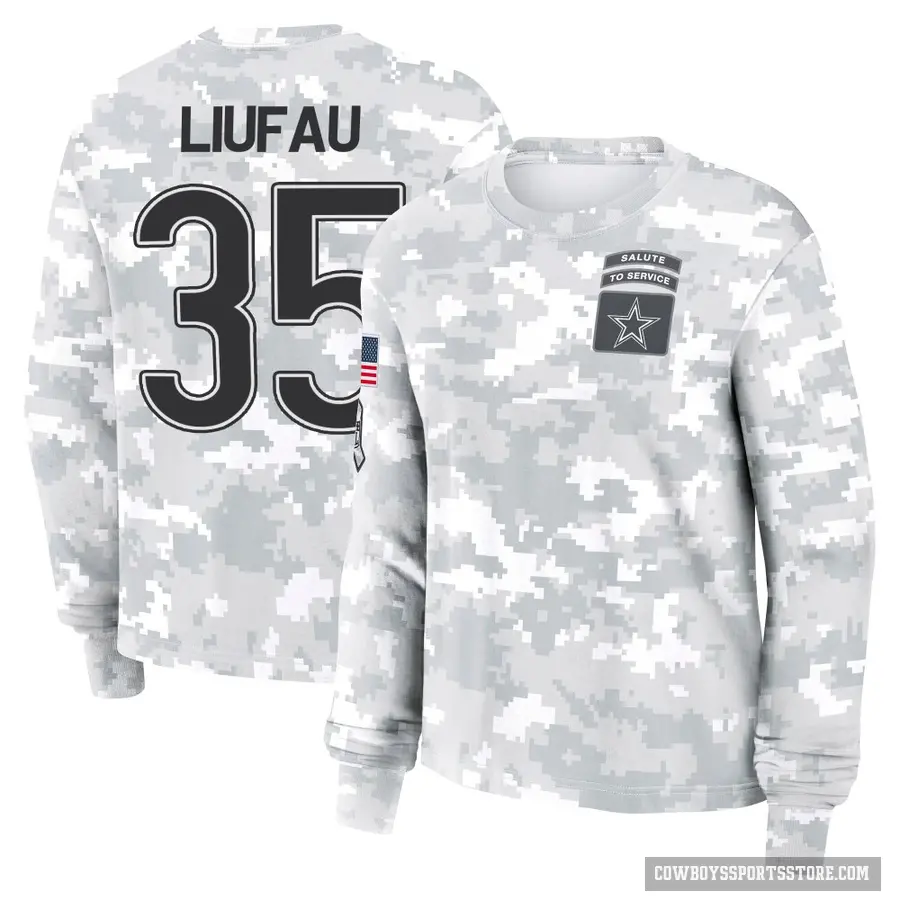 Women's ＃35 Marist Liufau Dallas Cowboys Camo Arctic 2024 Salute to Service Long Sleeve T-Shirt