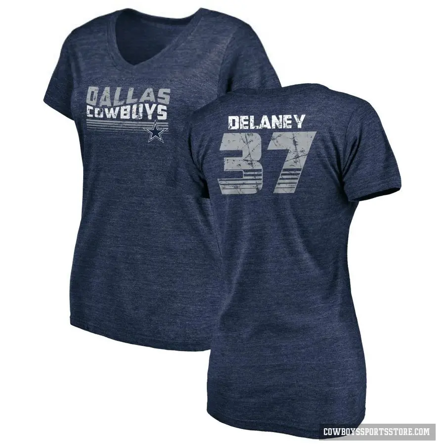 Women's ＃37 Dee Delaney Dallas Cowboys Navy Retro V-Neck T-Shirt