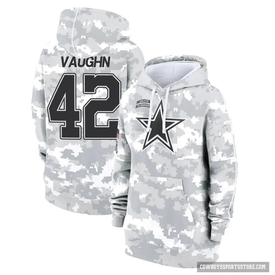 Women's ＃42 Deuce Vaughn Dallas Cowboys Arctic Camo 2024 Salute to Service Club Fleece Pullover Hoodie
