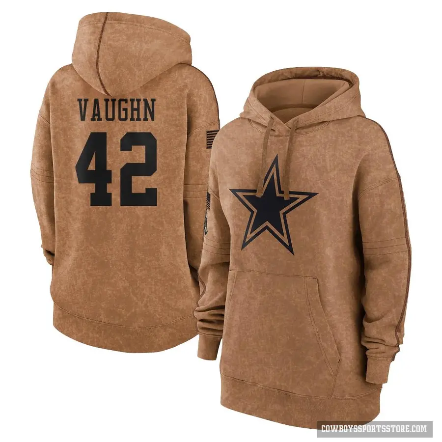 Women's ＃42 Deuce Vaughn Dallas Cowboys Brown 2023 Salute To Service Pullover Hoodie