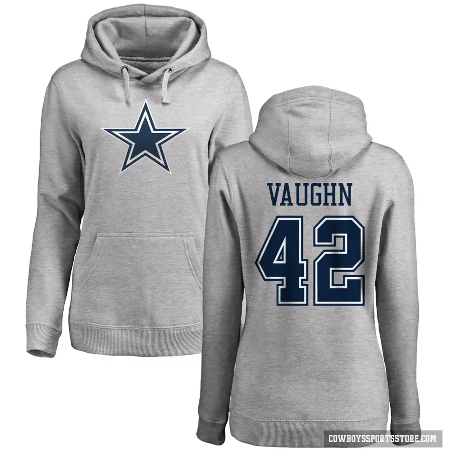 Women's ＃42 Deuce Vaughn Dallas Cowboys Pro Line by Branded Ash Name & Number Logo Pullover Hoodie