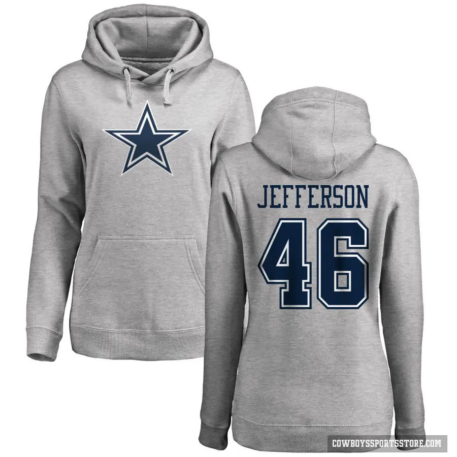 Women's ＃46 Malik Jefferson Dallas Cowboys Pro Line by Branded Ash Name & Number Logo Pullover Hoodie