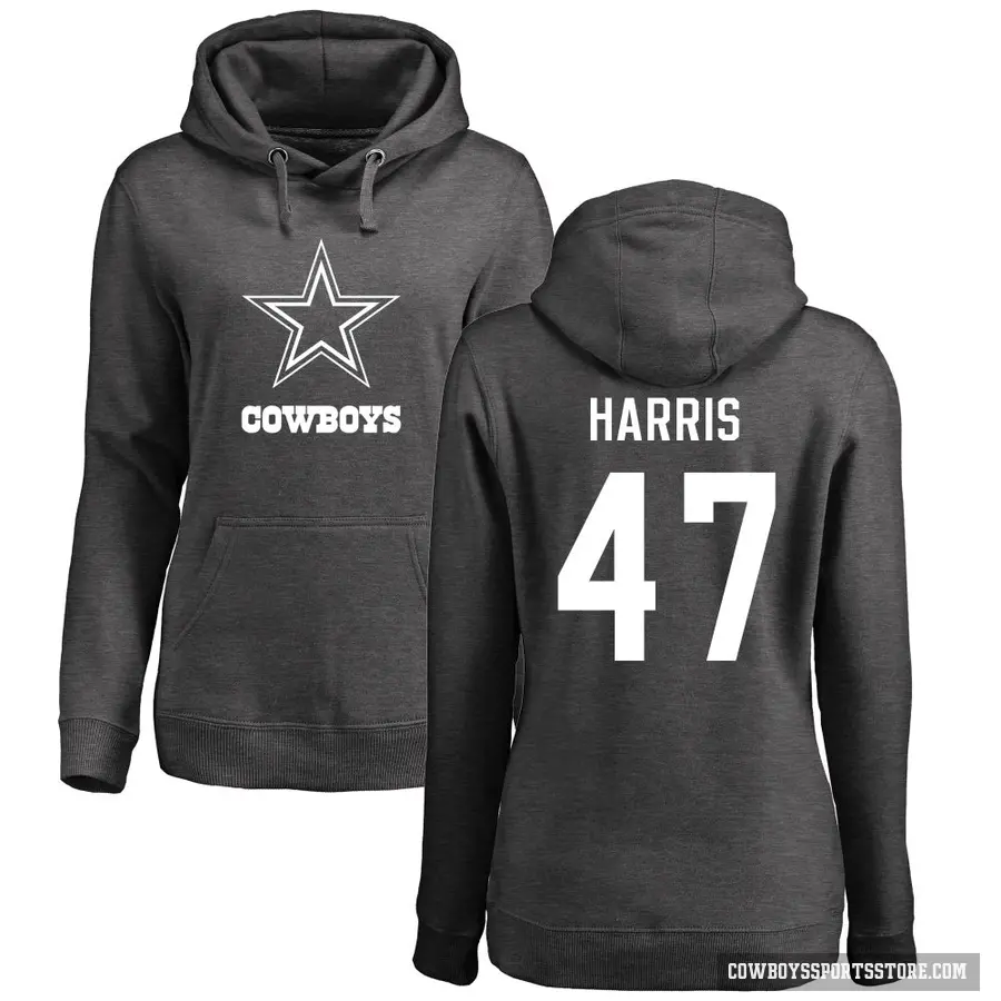 Women's ＃47 Darius Harris Dallas Cowboys Pro Line by Branded Ash One Color Pullover Hoodie