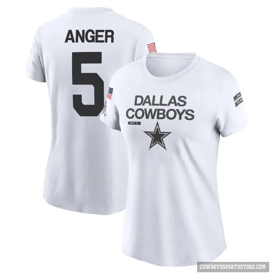 Women's ＃5 Bryan Anger Dallas Cowboys White 2024 Salute to Service Performance T-Shirt