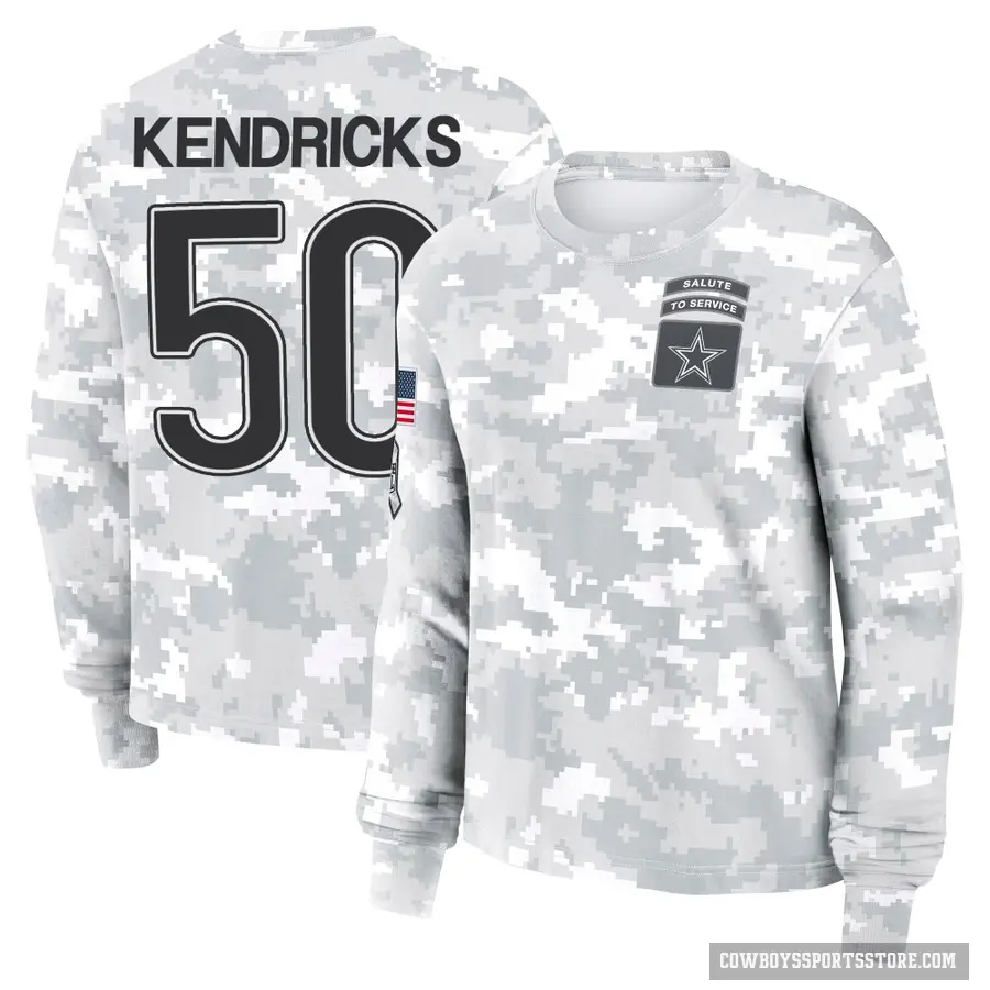 Women's ＃50 Eric Kendricks Dallas Cowboys Camo Arctic 2024 Salute to Service Long Sleeve T-Shirt