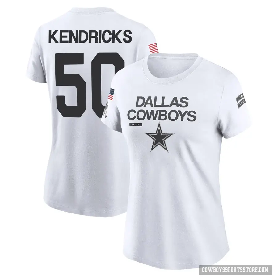 Women's ＃50 Eric Kendricks Dallas Cowboys White 2024 Salute to Service Performance T-Shirt