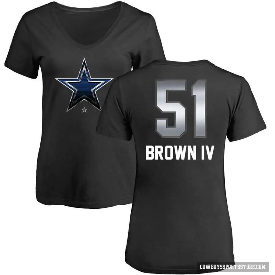 Women's ＃51 Earnest Brown IV Dallas Cowboys Black Midnight Mascot T-Shirt