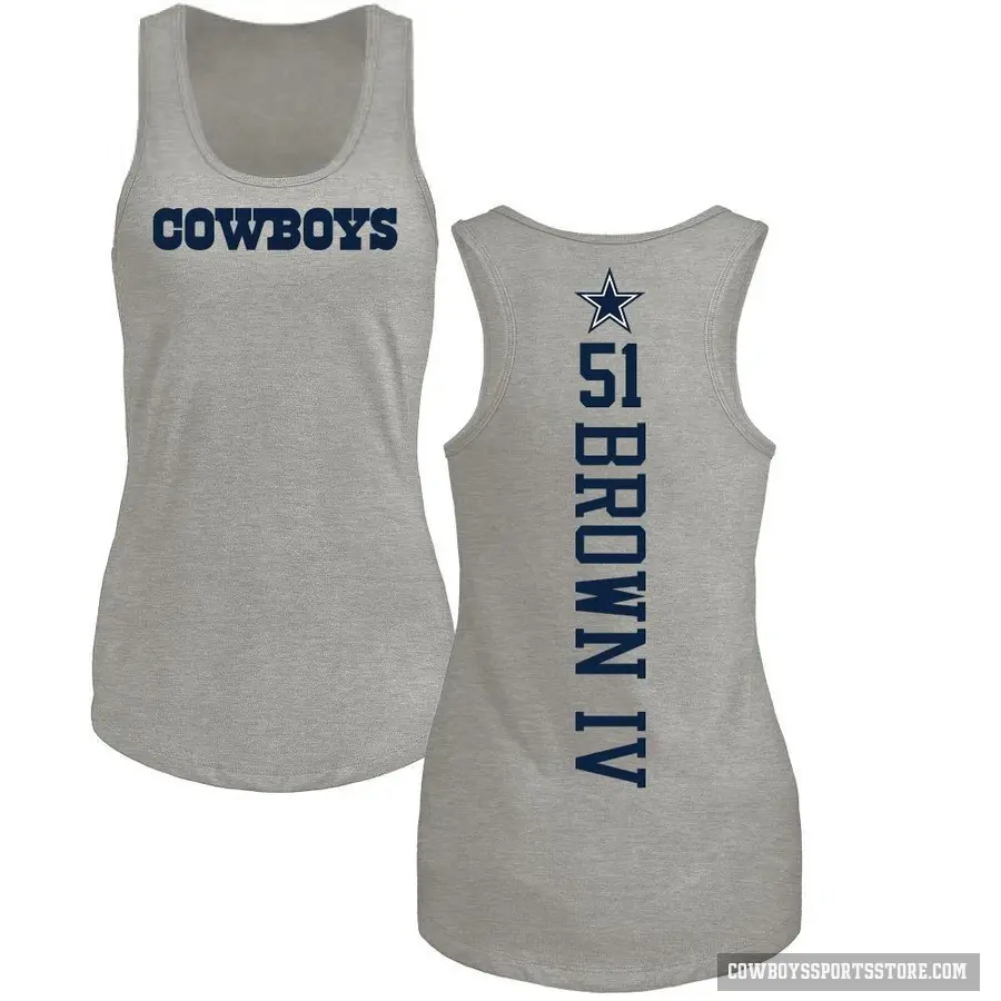 Women's ＃51 Earnest Brown IV Dallas Cowboys Brown Backer Tank Top Ash