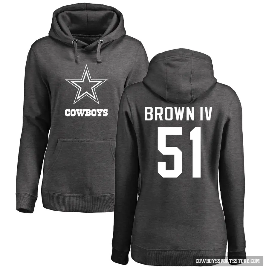 Women's ＃51 Earnest Brown IV Dallas Cowboys Pro Line by Branded Ash One Color Pullover Hoodie