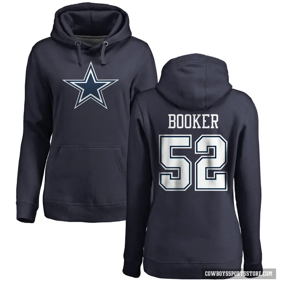 Women's ＃52 Tyler Booker Dallas Cowboys Navy Pro Line by Branded Name & Number Pullover Hoodie