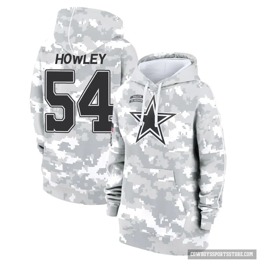 Women's ＃54 Chuck Howley Dallas Cowboys Arctic Camo 2024 Salute to Service Club Fleece Pullover Hoodie