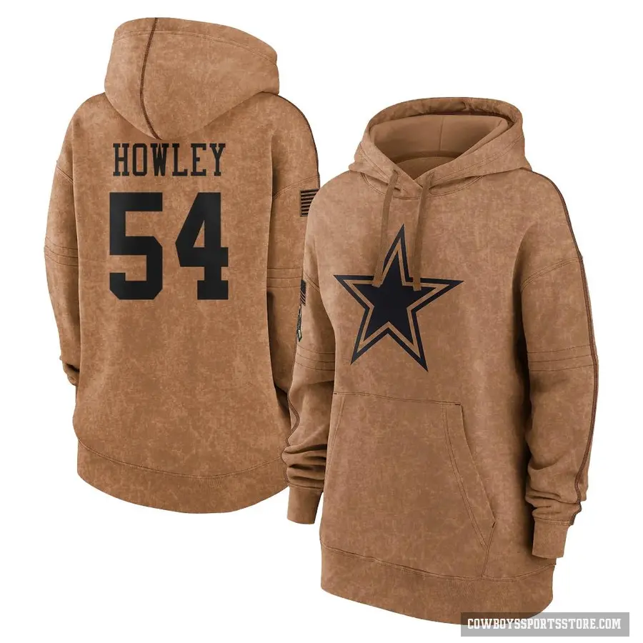Women's ＃54 Chuck Howley Dallas Cowboys Brown 2023 Salute To Service Pullover Hoodie