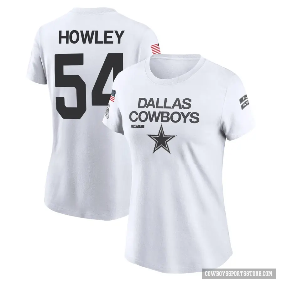 Women's ＃54 Chuck Howley Dallas Cowboys White 2024 Salute to Service Performance T-Shirt