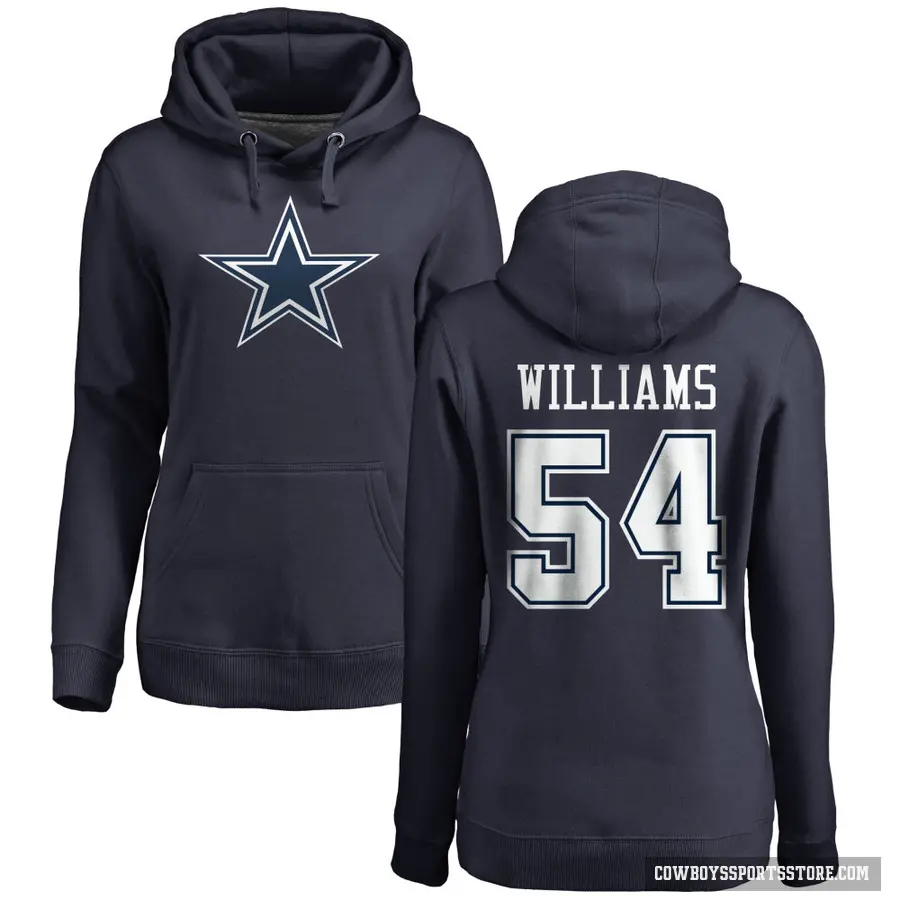 Women's ＃54 Sam Williams Dallas Cowboys Navy Pro Line by Branded Name & Number Pullover Hoodie