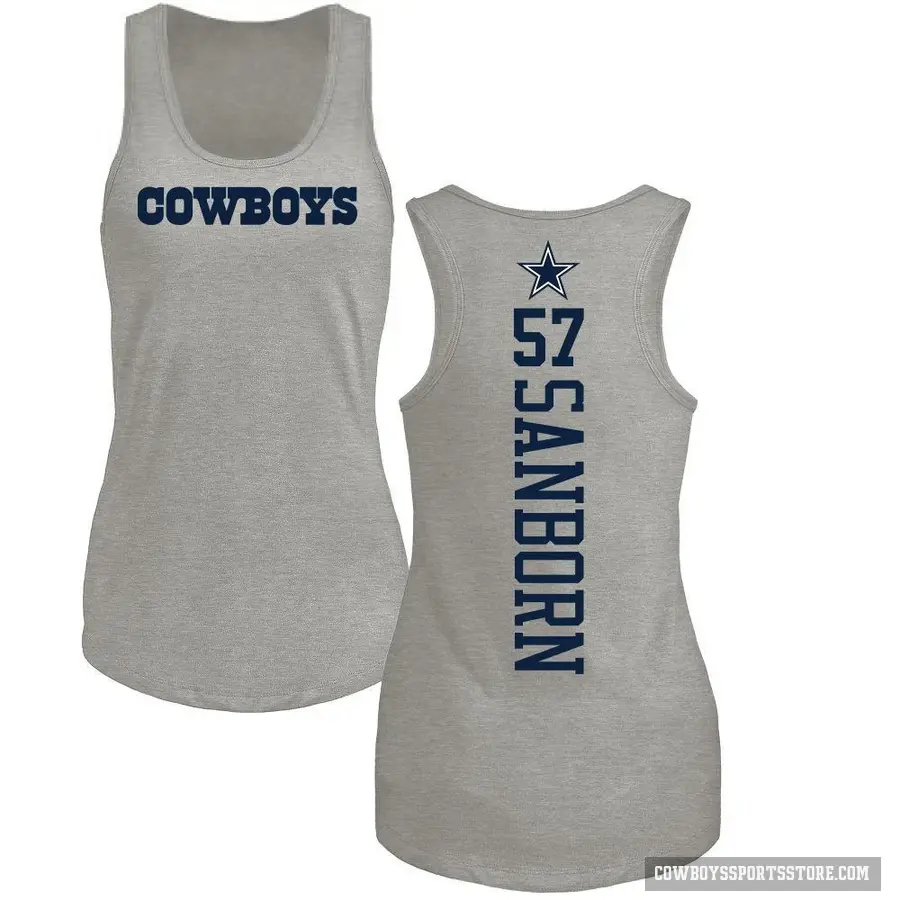 Women's ＃57 Jack Sanborn Dallas Cowboys Ash Backer Tank Top