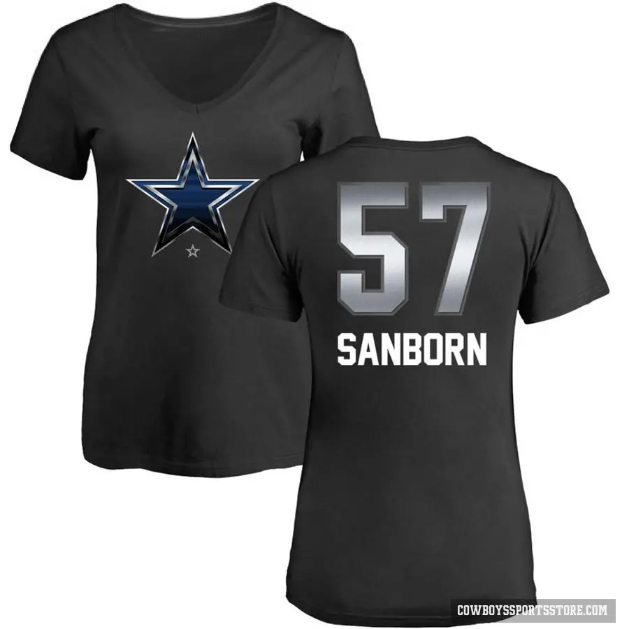 Women's ＃57 Jack Sanborn Dallas Cowboys Black Midnight Mascot T-Shirt