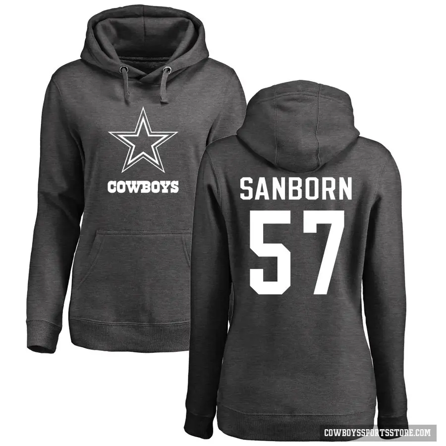 Women's ＃57 Jack Sanborn Dallas Cowboys Pro Line by Branded Ash One Color Pullover Hoodie