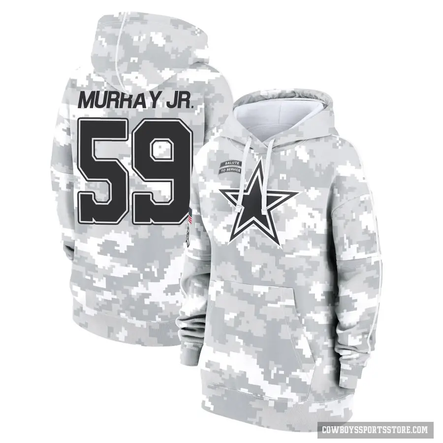 Women's ＃59 Kenneth Murray Jr. Dallas Cowboys Arctic Camo 2024 Salute to Service Club Fleece Pullover Hoodie