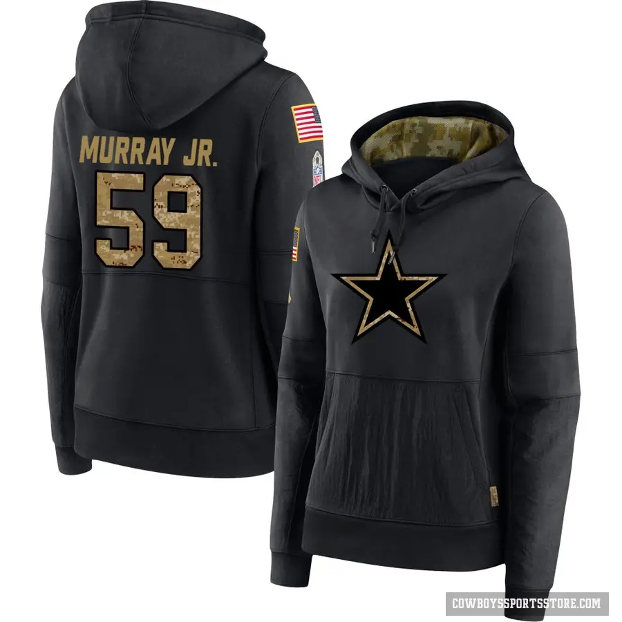 Women's ＃59 Kenneth Murray Jr. Dallas Cowboys Black 2020 Salute to Service Sideline Performance Pullover Hoodie