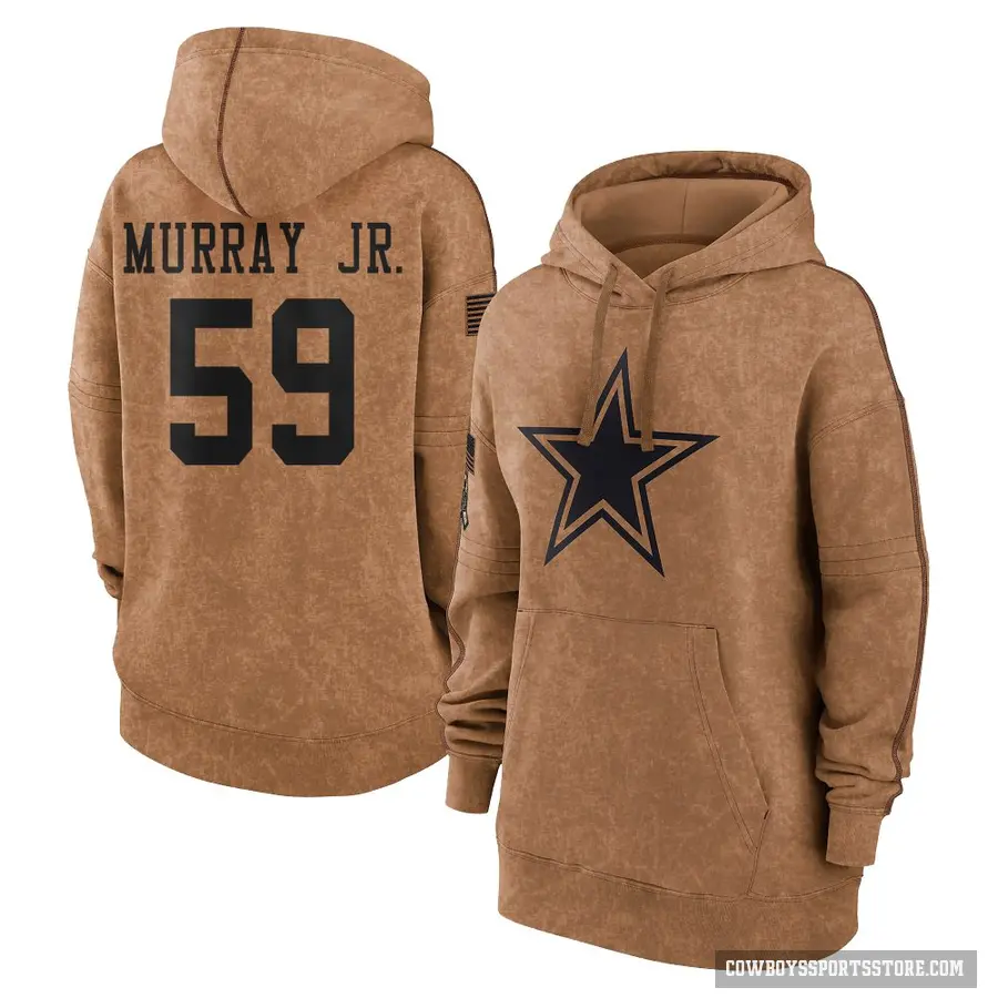 Women's ＃59 Kenneth Murray Jr. Dallas Cowboys Brown 2023 Salute To Service Pullover Hoodie