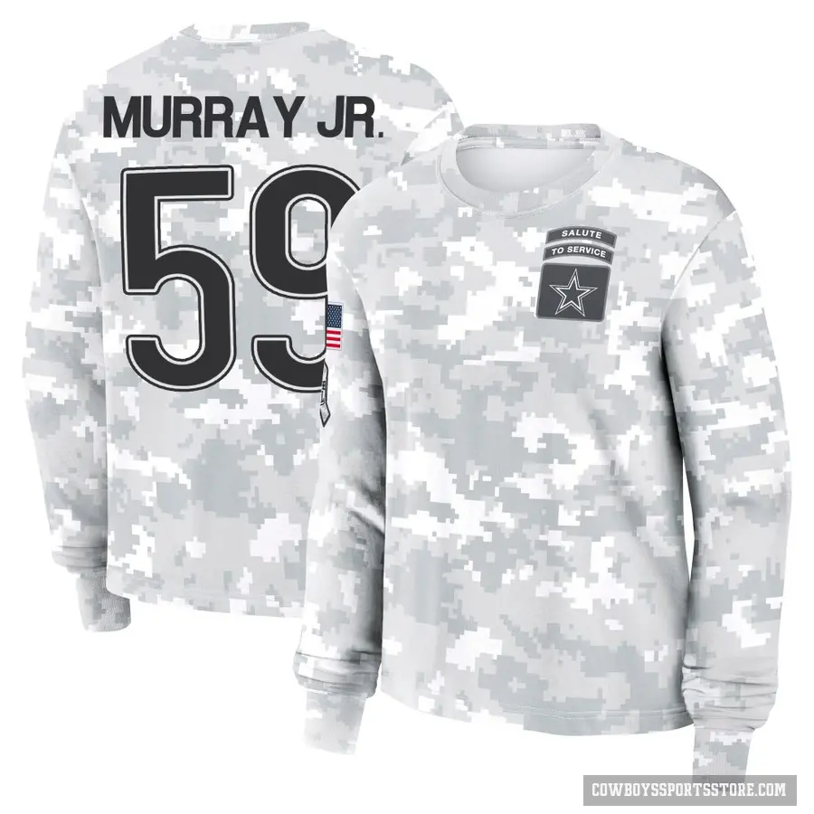 Women's ＃59 Kenneth Murray Jr. Dallas Cowboys Camo Arctic 2024 Salute to Service Long Sleeve T-Shirt
