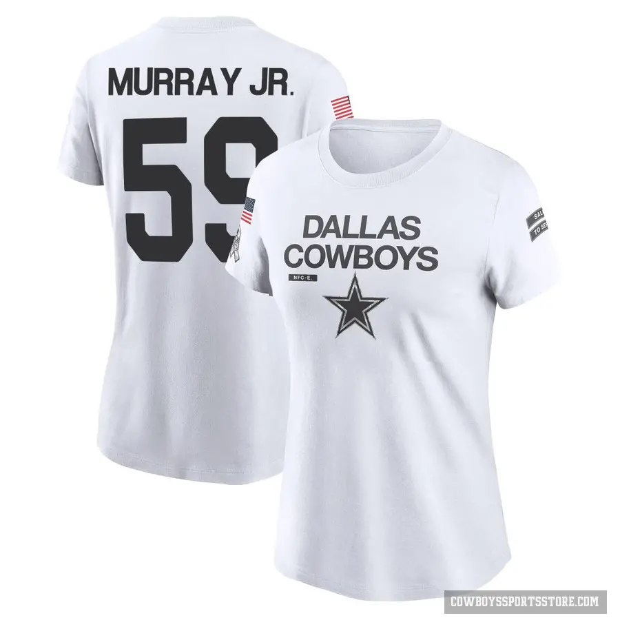 Women's ＃59 Kenneth Murray Jr. Dallas Cowboys White 2024 Salute to Service Performance T-Shirt