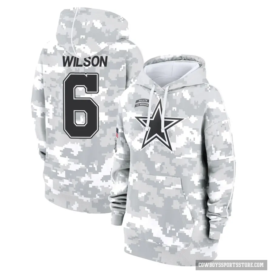 Women's ＃6 Donovan Wilson Dallas Cowboys Arctic Camo 2024 Salute to Service Club Fleece Pullover Hoodie