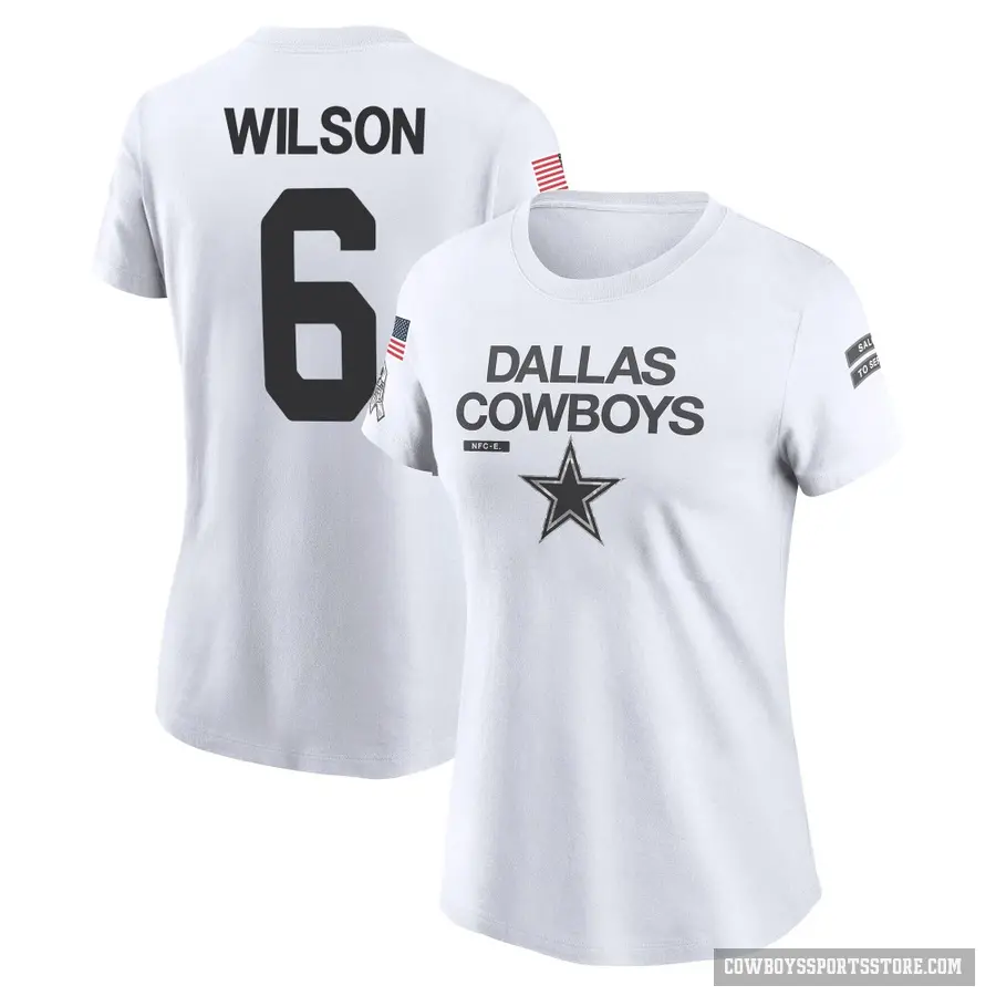 Women's ＃6 Donovan Wilson Dallas Cowboys White 2024 Salute to Service Performance T-Shirt